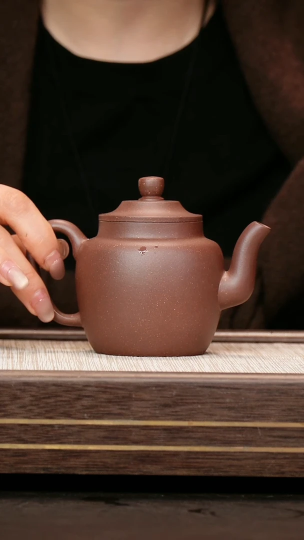 茶壶紫砂天青泥暗肝色 宫灯220cc