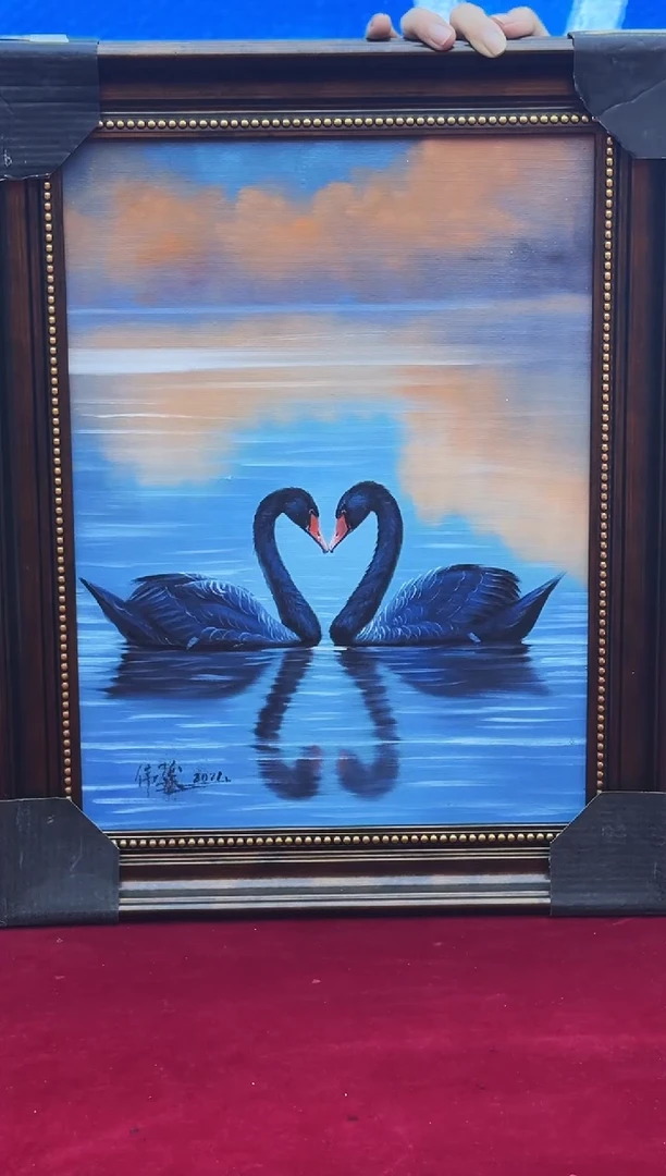 油画53管伟骏30*40天鹅精品油画作品