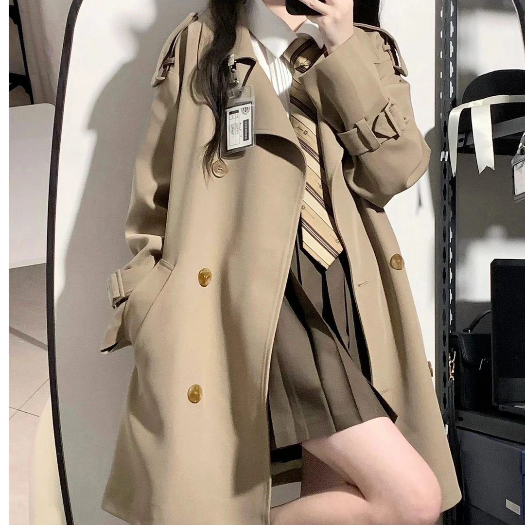 小个子风衣女2025春秋新款韩系高级感英伦风中长短款加厚大衣外套