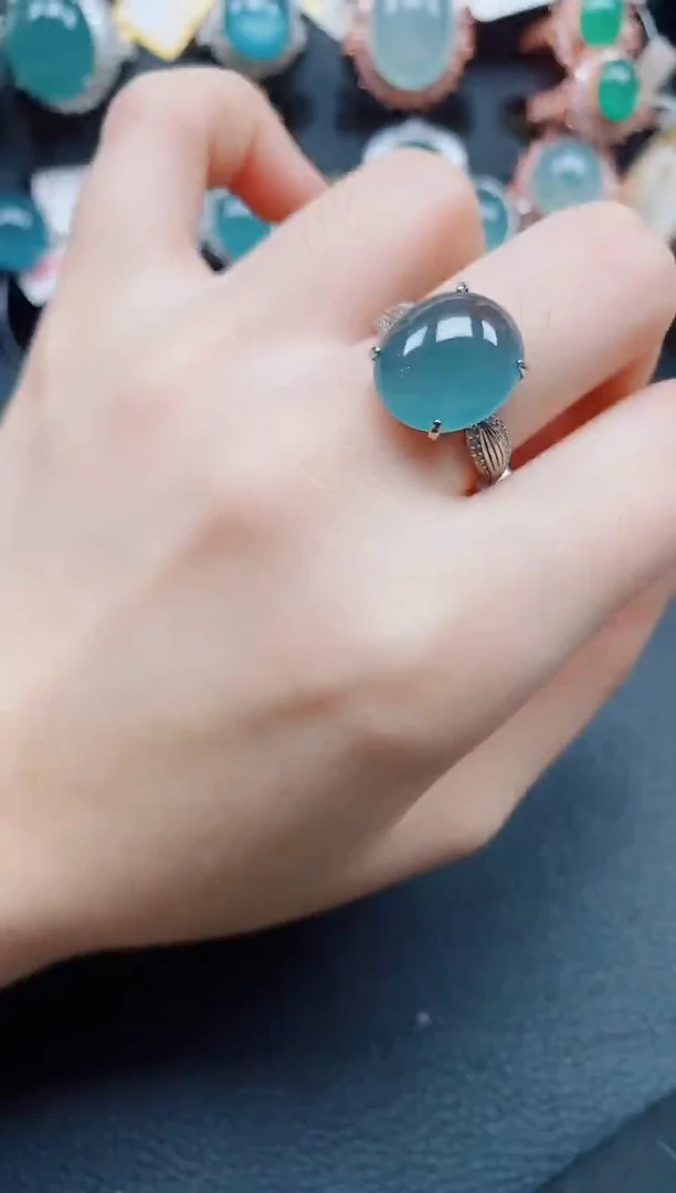 银S925镶嵌戒指翡翠翡翠