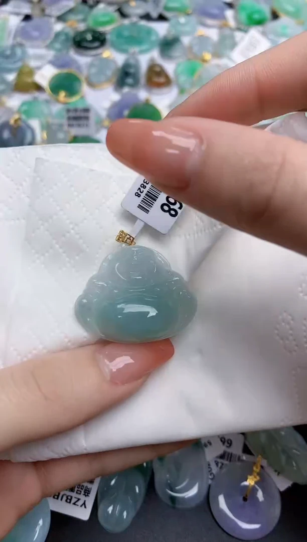 【闪购商品】翡翠颈饰18K金镶嵌天然缅甸翡翠A货