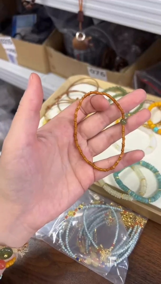 未镶嵌橄榄核手串橄榄核竹节和田玉款[单圈手链]