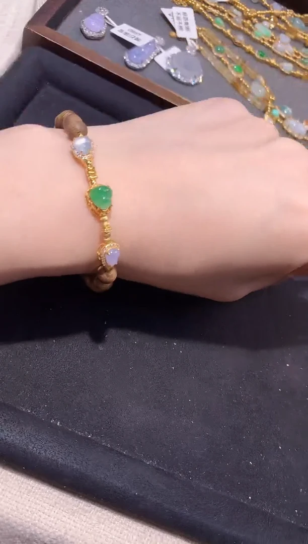 银S925镶嵌手串翡翠手串