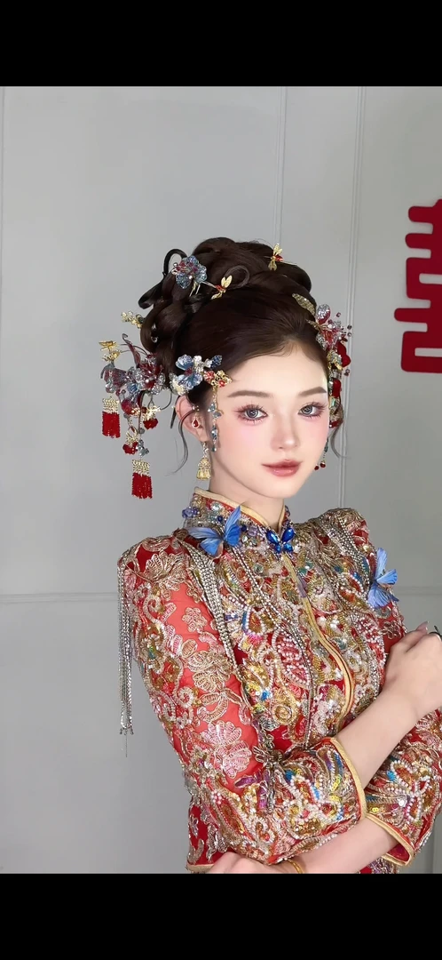 鹿鹿设计款《破茧》新娘头饰韩式时尚古风大气简单结婚礼新中式0184
