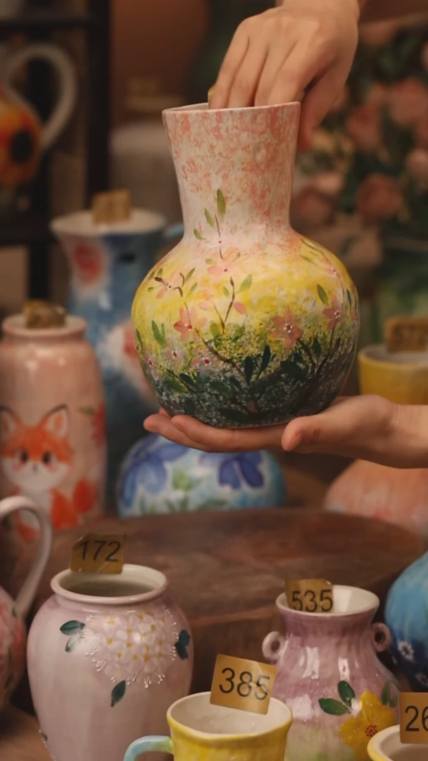 陶瓷400景德镇设计师手作花器摆件侘寂风