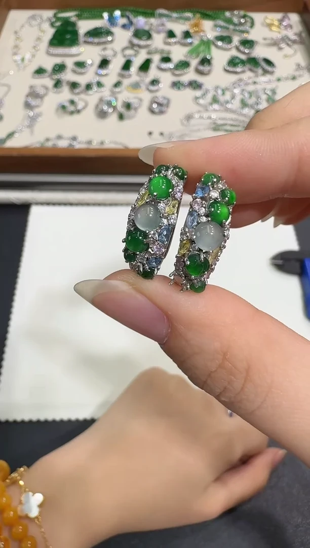 银S925镶嵌戒指翡翠X1007-886-106多样性一件