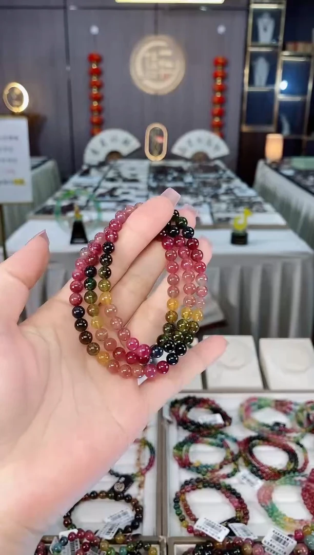 未镶嵌收藏级老矿碧玺三圈手串6mm+碧玺hon多样性发货一条