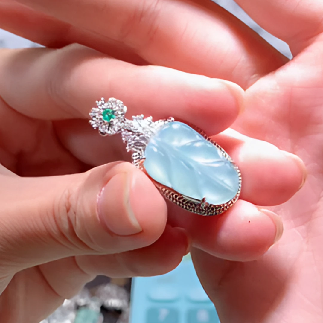 天然A货翡翠叶子吊坠7-SL-A0422-多样性发货