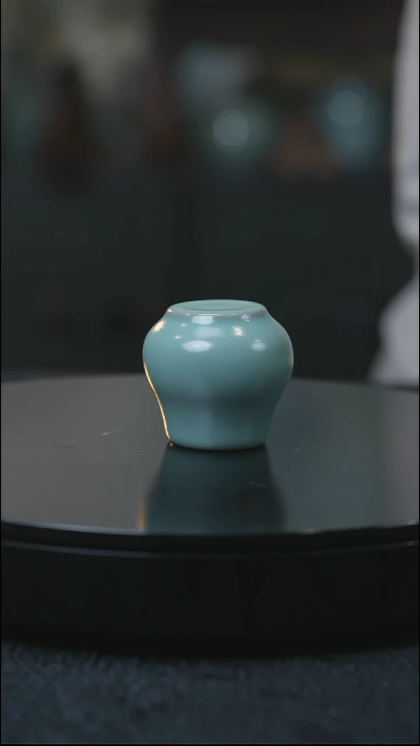 束腰盖置汝瓷 （拾汝）（天青）