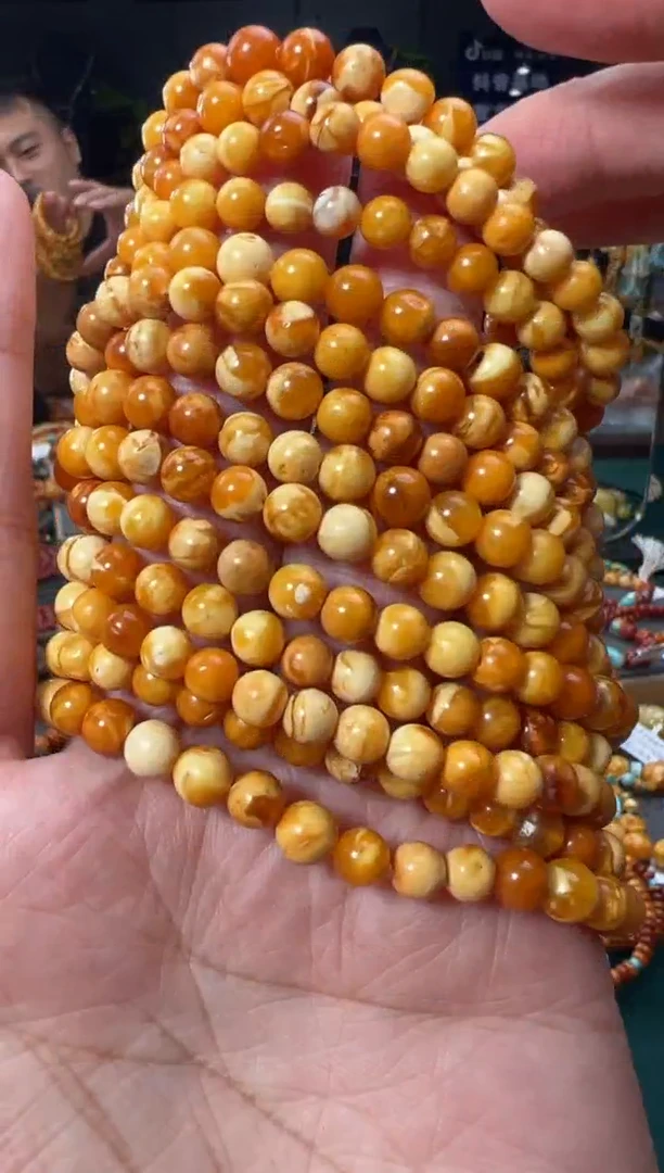 未镶嵌琥珀裸石有瑕疵妖花手串-S59（多样性发一件）