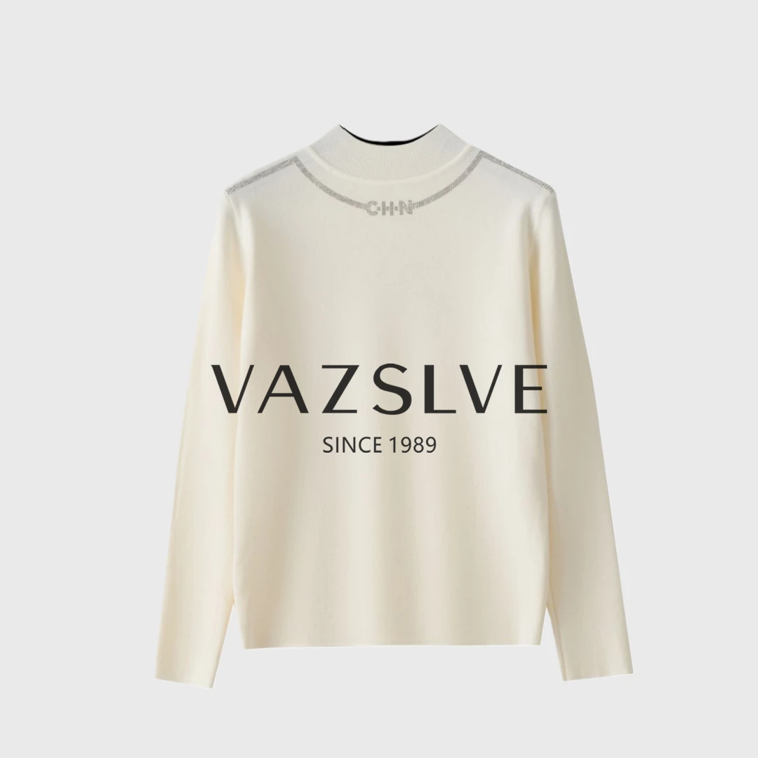 【VAZSLVE/全新奢品】捡漏 羊毛烫钻字母半高领针织衫msl1262