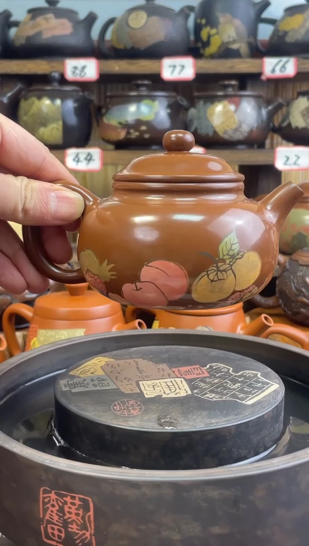 【闪购商品】壶建水紫陶多道彩填高亮光彩填返古壶