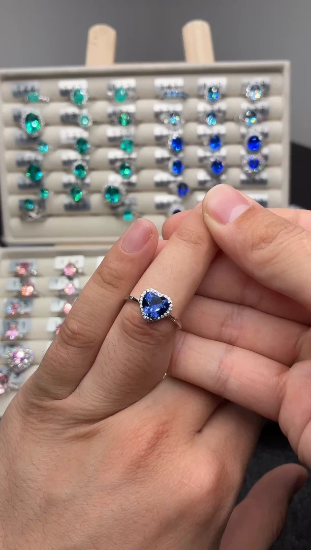 戒指蓝宝石银S925镀金镶嵌0000