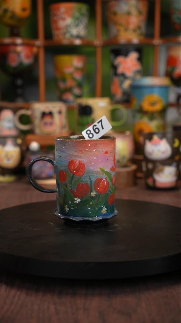 釉下手绘陶瓷紫砂杯