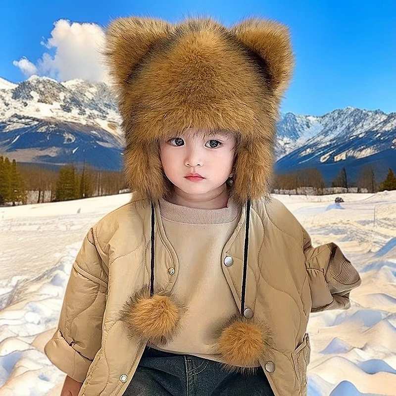 依然懂你小浣熊护耳帽子冬季儿童防风保暖雷锋帽成人耳朵会动加厚