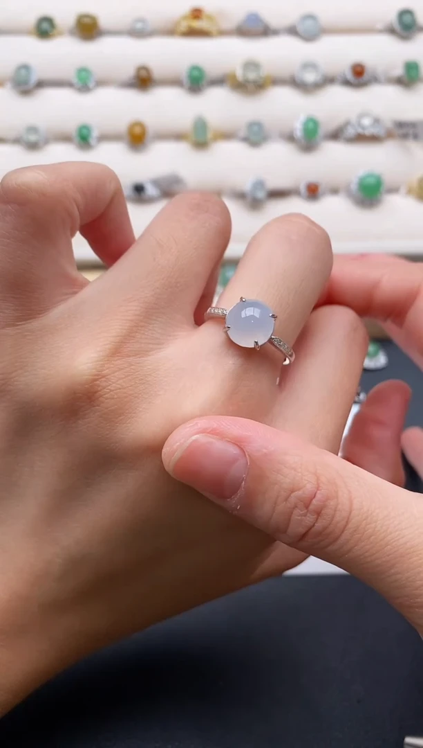 银S925镶嵌戒指翡翠5555555+9