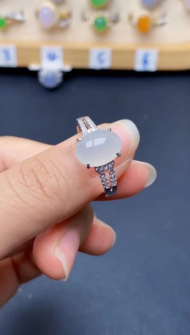 银S925镶嵌戒指翡翠5096