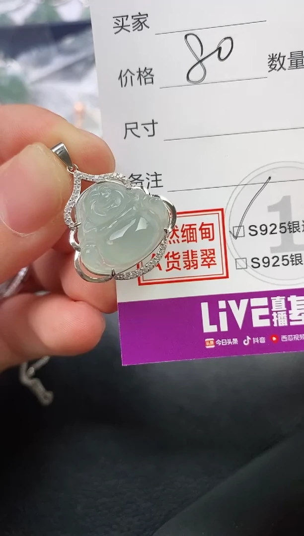 颈饰银S925镶嵌翡翠九****）挂件