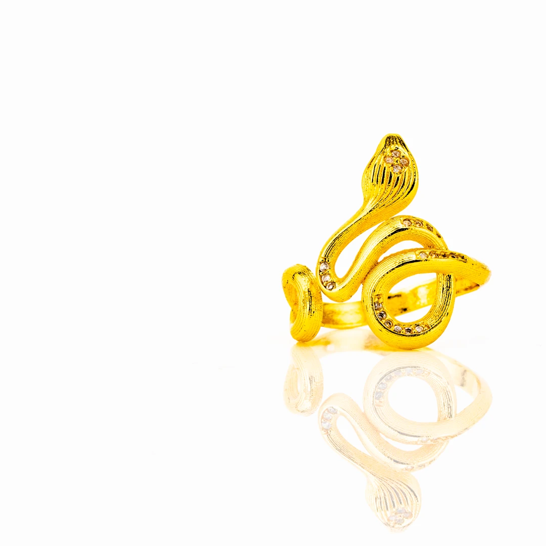 铜合金戒指 铜合金复古灵蛇缠绕戒指古法重工生肖蛇形气质