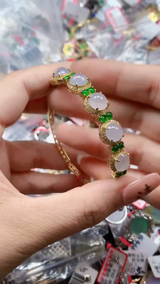 银S925镶嵌戒指翡翠天然A货缅甸翡翠