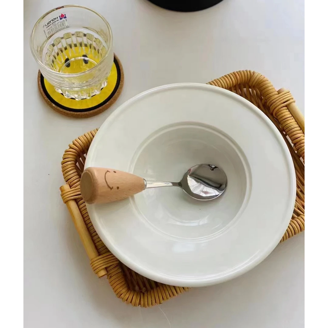 推荐浓汤草帽盘宽边盘燕窝盅平边汤碗内环草帽汤碗创意西餐意面碗