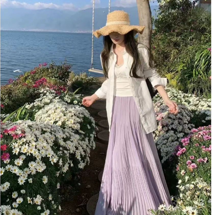 9- 以直播间为主 高级感高腰A字大摆伞裙  下单默认微瑕！