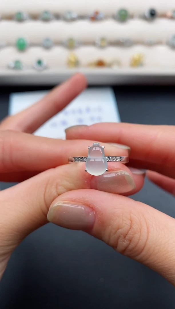 银S925镶嵌戒指翡翠缅甸天然A货翡翠22  9-9