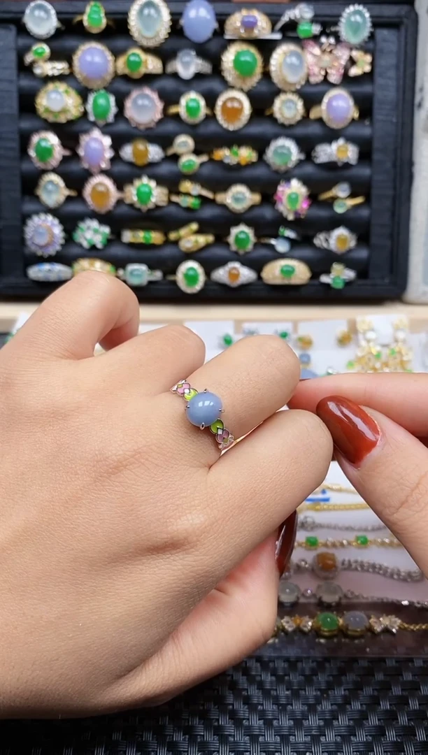 银S925镶嵌戒指翡翠176