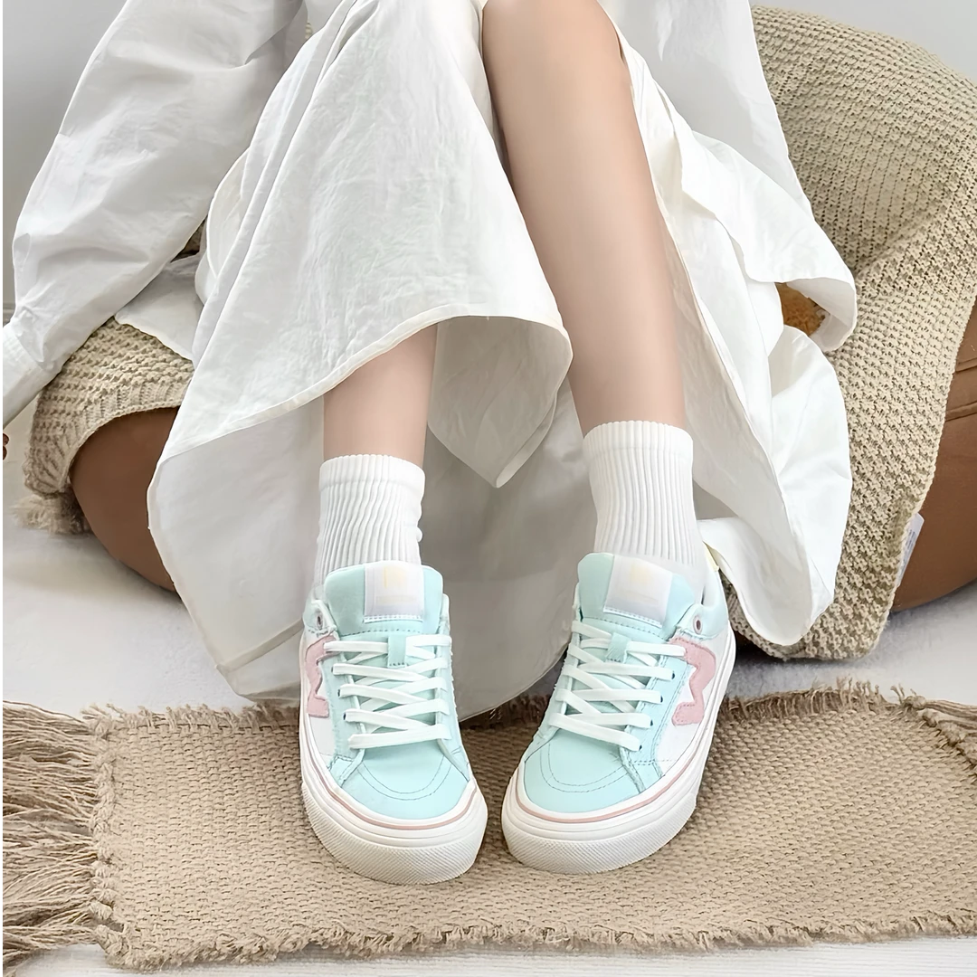 顽刻ollieskate桃汁脆脆夏季校园风帆布男女整个透气耐磨滑板鞋