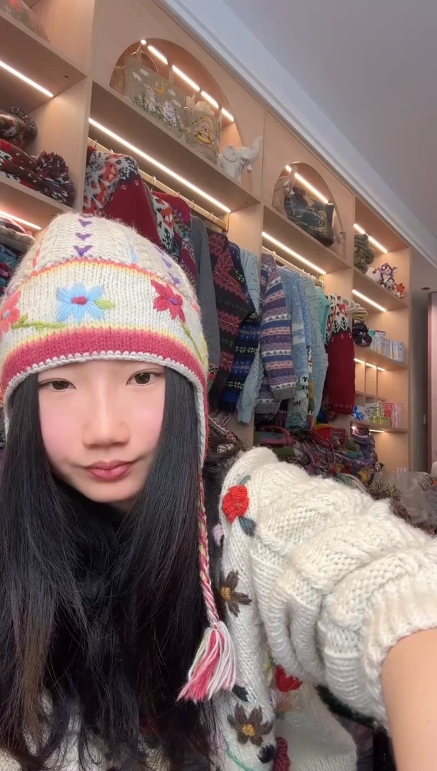 羊毛美利奴灰粉色护耳帽