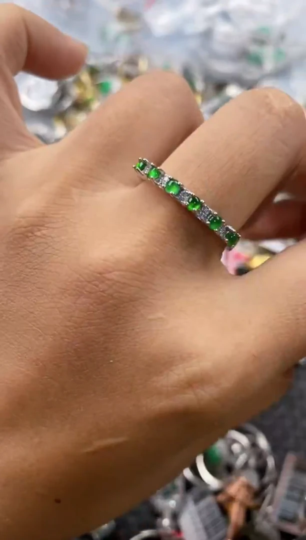 银S925镶嵌戒指翡翠4444----6