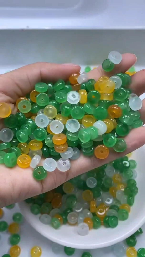 未镶嵌颈饰玛瑙/玉髓W2401-冰三彩算盘8*4mm*20颗