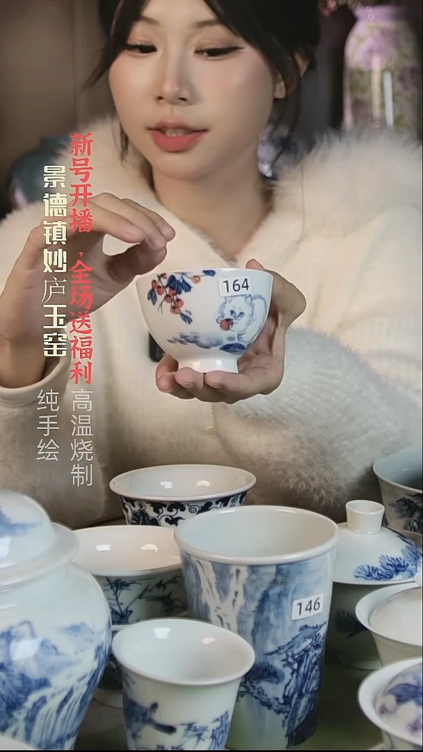 盘妙庐玉窑鸡心杯164微瑕