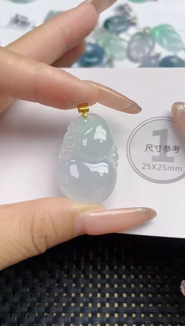 颈饰18K金镶嵌翡翠天然缅甸A货翡翠百元以上9元证书费自理