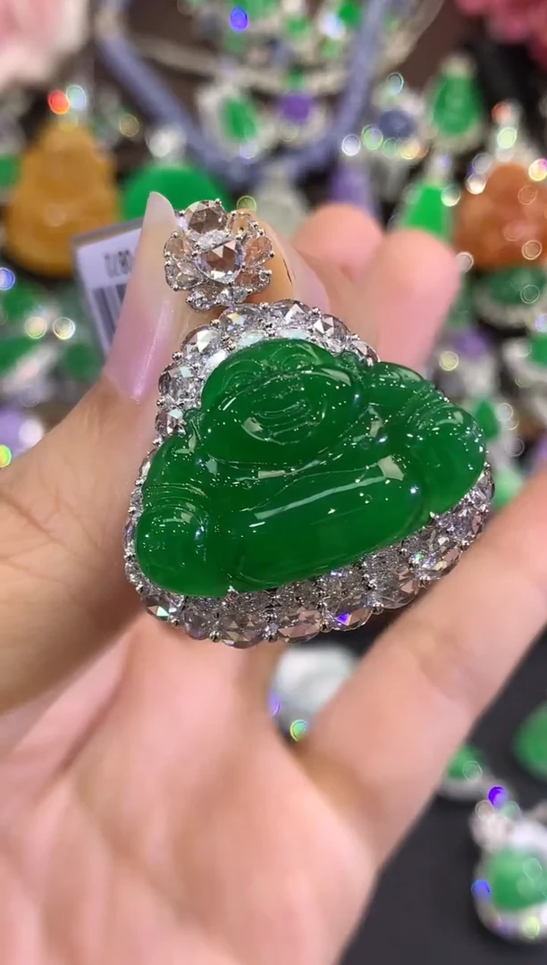 吊坠(不含链)18K金镶嵌翡翠C80