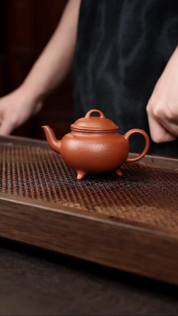 茶壶紫砂朱泥三足水平