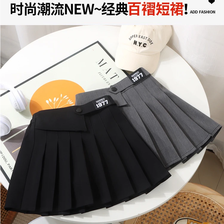 夏季女童半身裙子春秋新款中大童短裙学院风百褶裙女学生裙子洋气