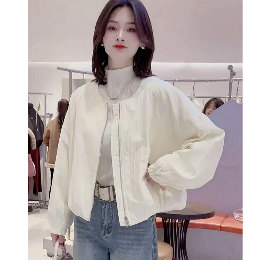 韩版拉链螺纹坑条棒球服短外套女新款宽松显瘦时尚休闲夹克上衣潮