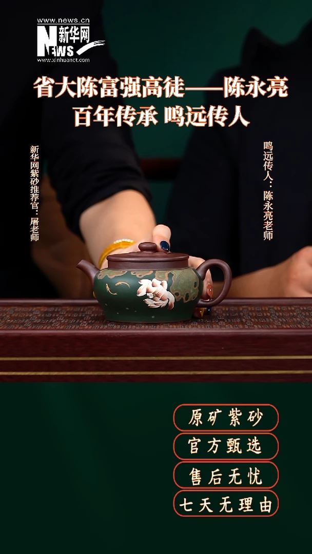 茶壶紫砂69陈永亮双色底槽青荷花