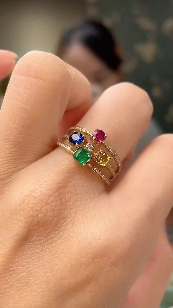 18K金镶嵌戒指红宝石主石：1.19ct
