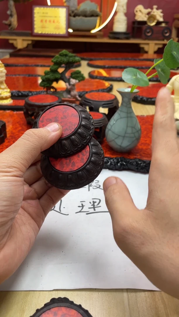 东非黑黄檀（紫光檀）（微瑕）小莲花壶承2个