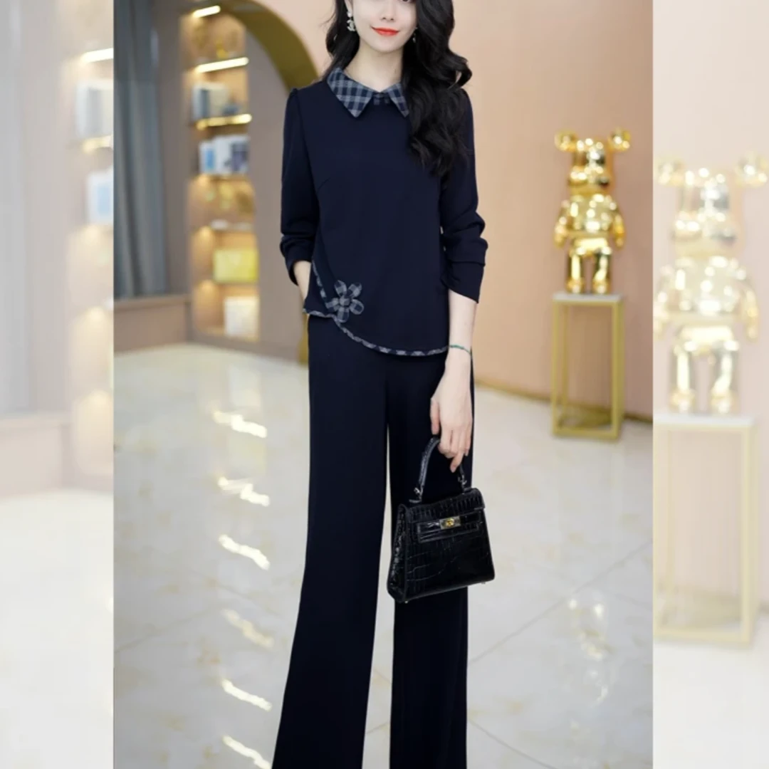 彩萱服饰【上衣+裤子】优雅新款气质时尚大气减龄收腰品瘦套裤套装