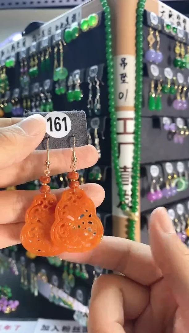 翡翠银S925镶嵌耳饰161....