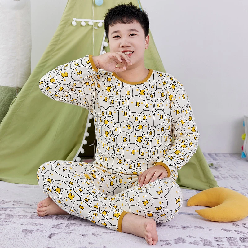 【加肥加大】胖童装莱卡棉秋衣秋裤套装大童加肥加大冬保暖睡衣宽松