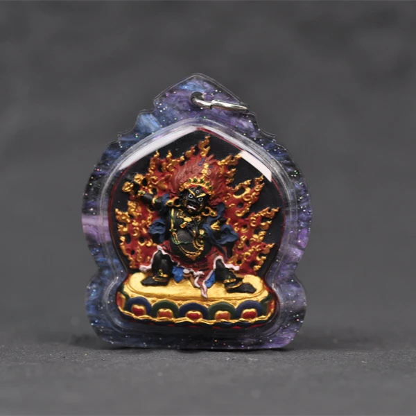 【千佛万像】纯手工制作红泥纯手绘上色金刚手菩萨亚克力壳擦擦吊坠