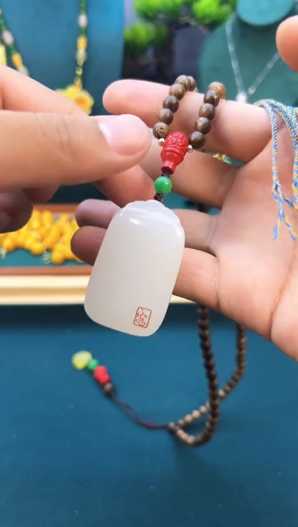 和田玉14K金镶嵌颈饰X787