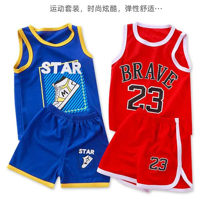 儿童速干网眼排汗衣户外训练篮球服套装夏球队23号球衣休闲篮球服