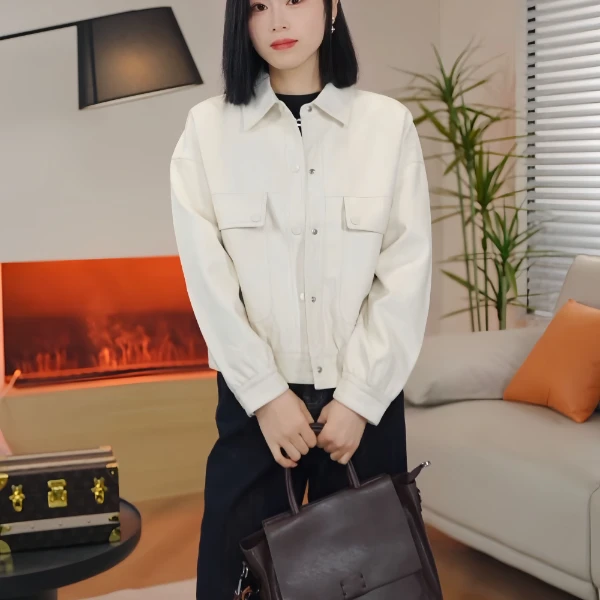 【免费试穿】皮衣女款爆款2025新款/春季新品短款外套/显瘦百搭3602