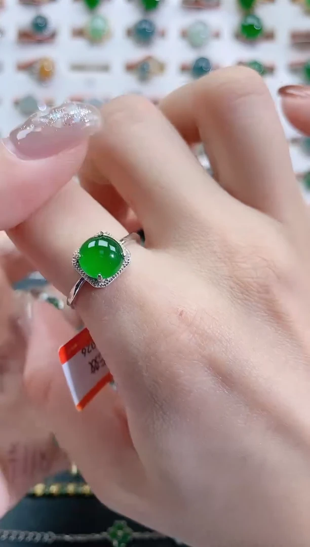 银S925镶嵌戒指翡翠天然翡翠