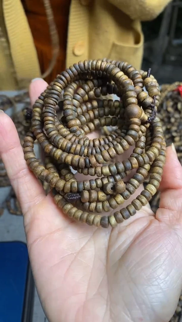 沉香手串乌身圆叶06算盘珠三圈手串10+多样性发一